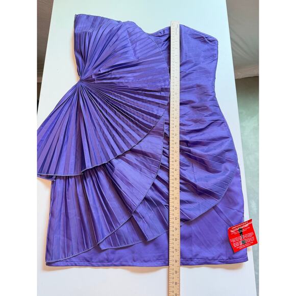 Vintage 2010s ASOS Strapless Mini Dress Size 10 Purple Glam Sculptural Club Wear - Picture 8 of 11